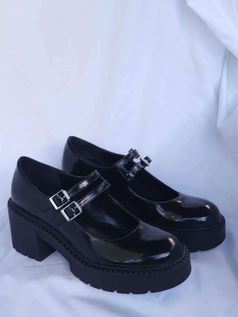 Madden Girl Black Patent Mary Jane Platform Heels